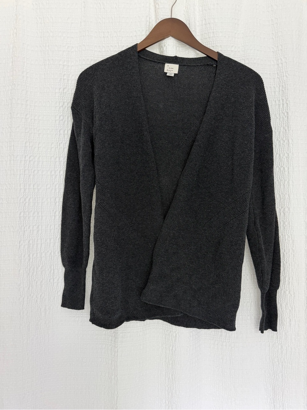 a new day Charcoal Wrap-Style V-Neck Sweater